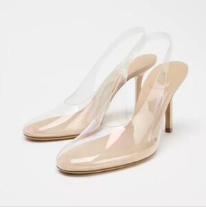 Zara Vinyl Slingback Heels Sz-11